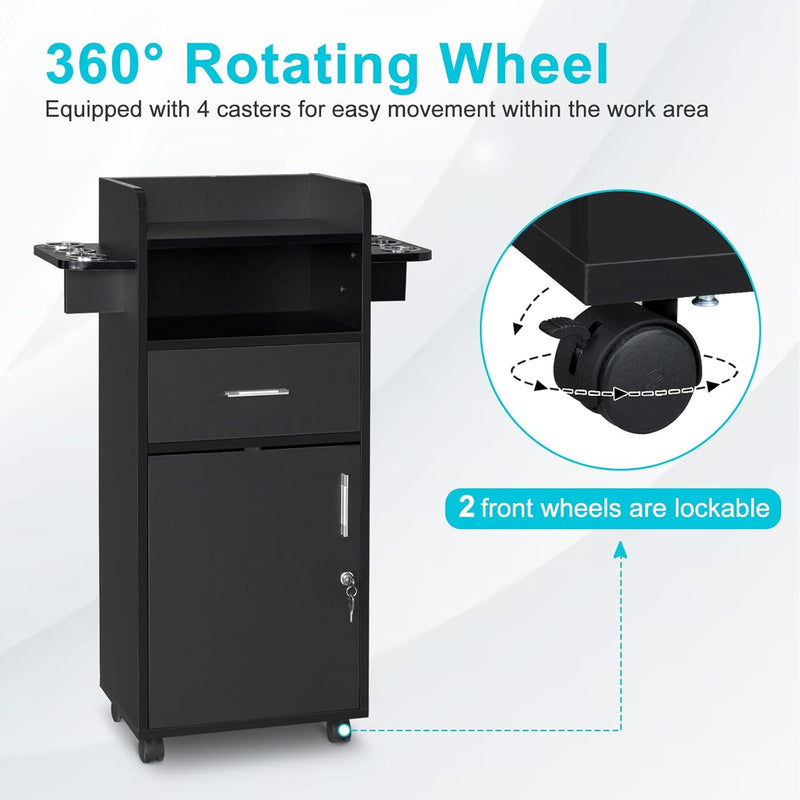 Salon Trolley Cart - Tool Holders & Drawer Storage