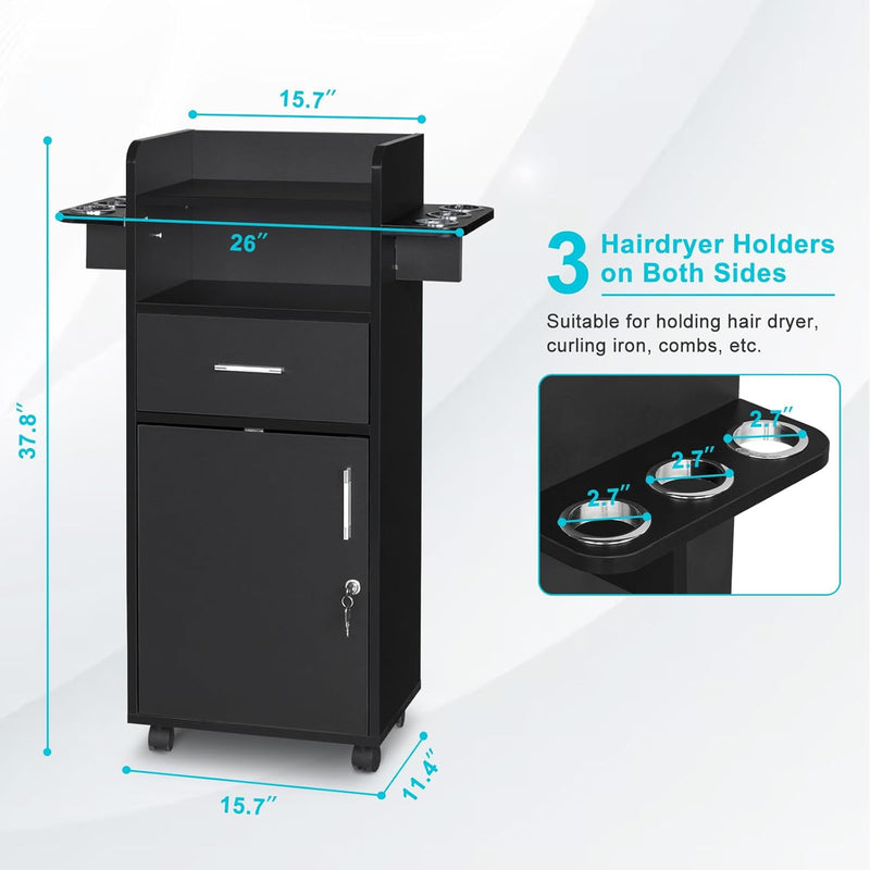Salon Trolley Cart - Tool Holders & Drawer Storage