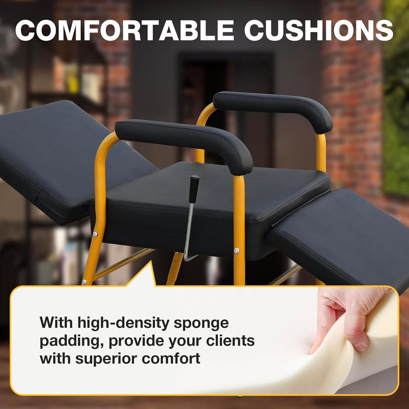 Reclining Shampoo Chair w/ Footrest (Gold)