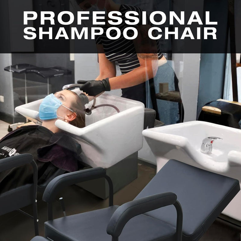Reclining Shampoo Chair w/ Footrest (Black) 