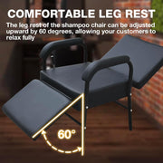 Reclining Shampoo Chair w/ Footrest (Black) 