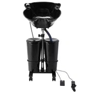 Portable Shampoo Bowl, Electric Pump Sink for Hair Washing, 2 Buckets 2 Showerheads Adjustable Height and Angle, Black
