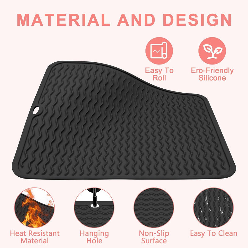 Heat Resistant Silicone Mat - 14" x 11" - Black 
