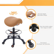 Saddle Stool w/ Footrest (Brown)