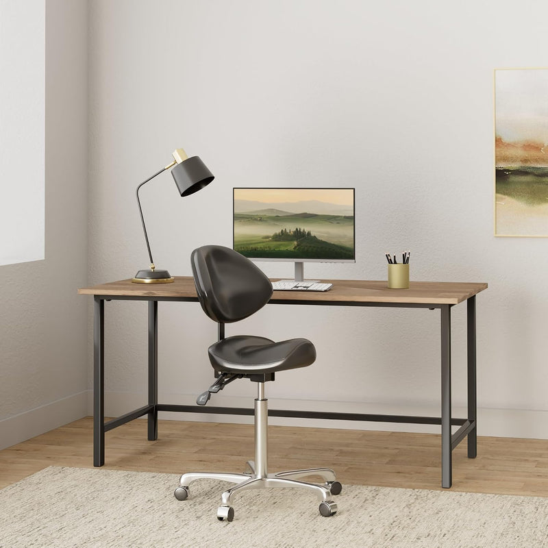 Saddle Stool with Back Support: Rolling Saddle Chair with Wheels