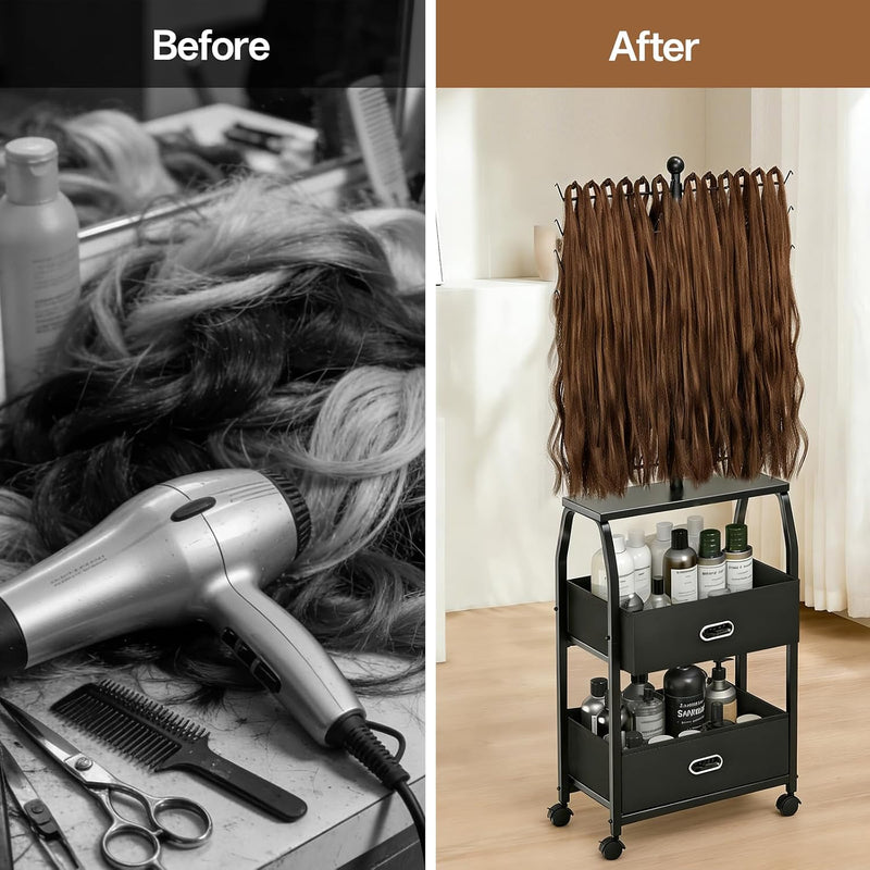 Portable Braiding Hair Rack - 168 Pegs w/ Wheels & Storage Drawers