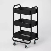 3 Tier Metal Utility Studio Cart (Black)