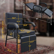 Reclining Shampoo Chair w/ Footrest (Black) 