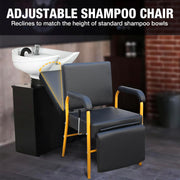 Reclining Shampoo Chair w/ Footrest (Gold)