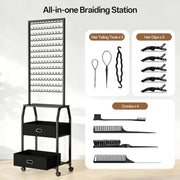 Braiding Hair Rack w/ Wheels & Storage - 2 Sided & 286 Pegs  