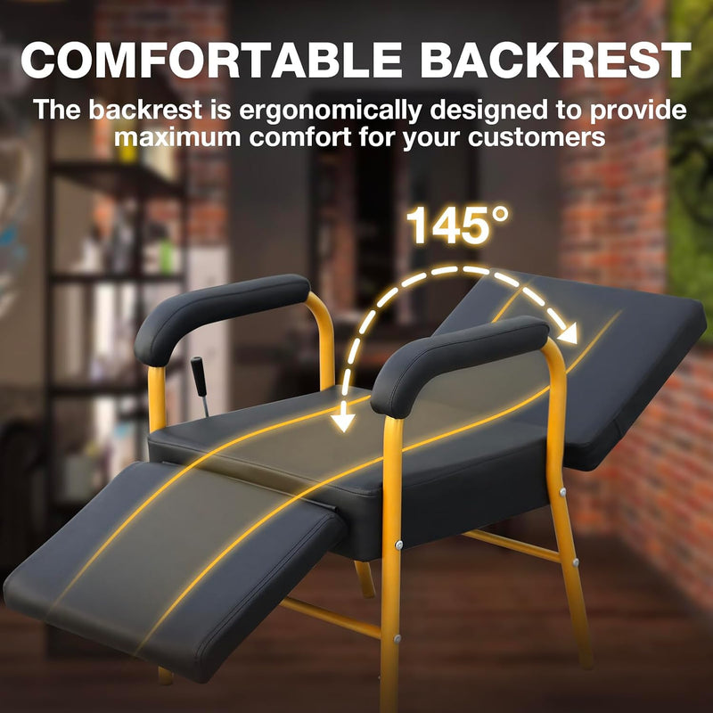 Reclining Shampoo Chair w/ Footrest (Gold)