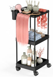 Rolling Utility Salon Cart w/ 3 Tier Storage 