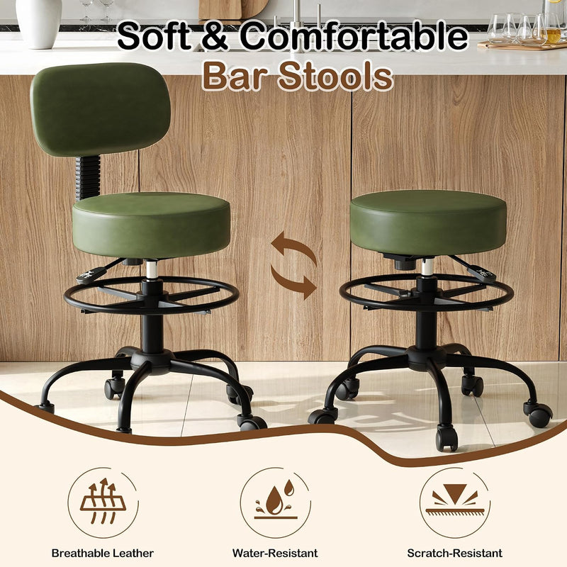 Traditional Stool w/ Footrest (Green)