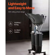 Portable Shampoo Bowl, Electric Pump Sink for Hair Washing, 2 Buckets 2 Showerheads Adjustable Height and Angle, Black