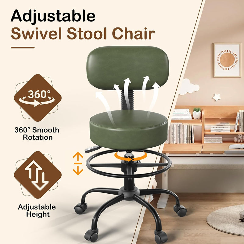 Traditional Stool w/ Footrest (Green)