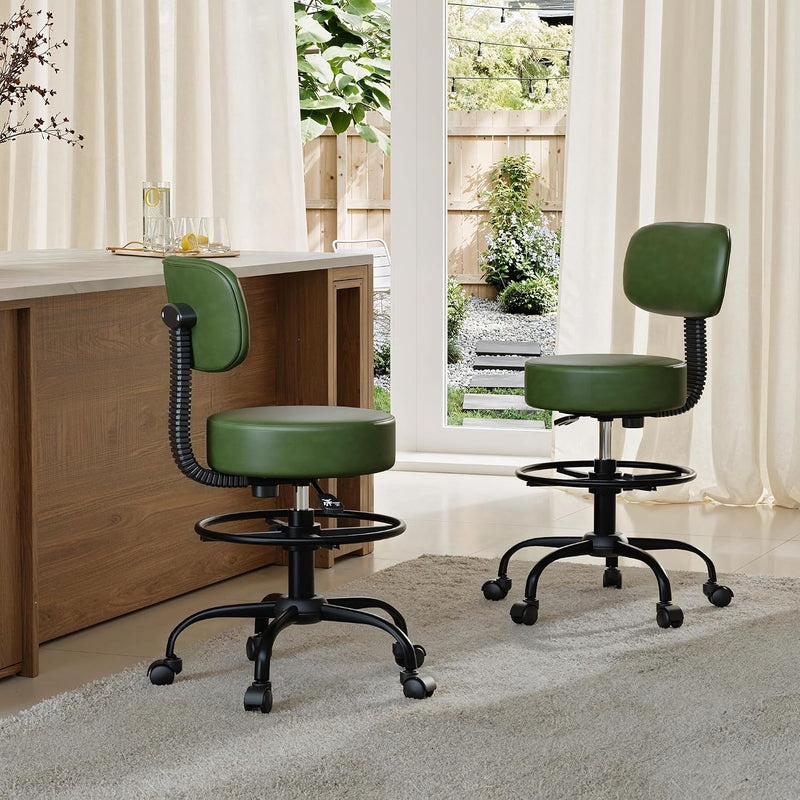 Traditional Stool w/ Footrest (Green)