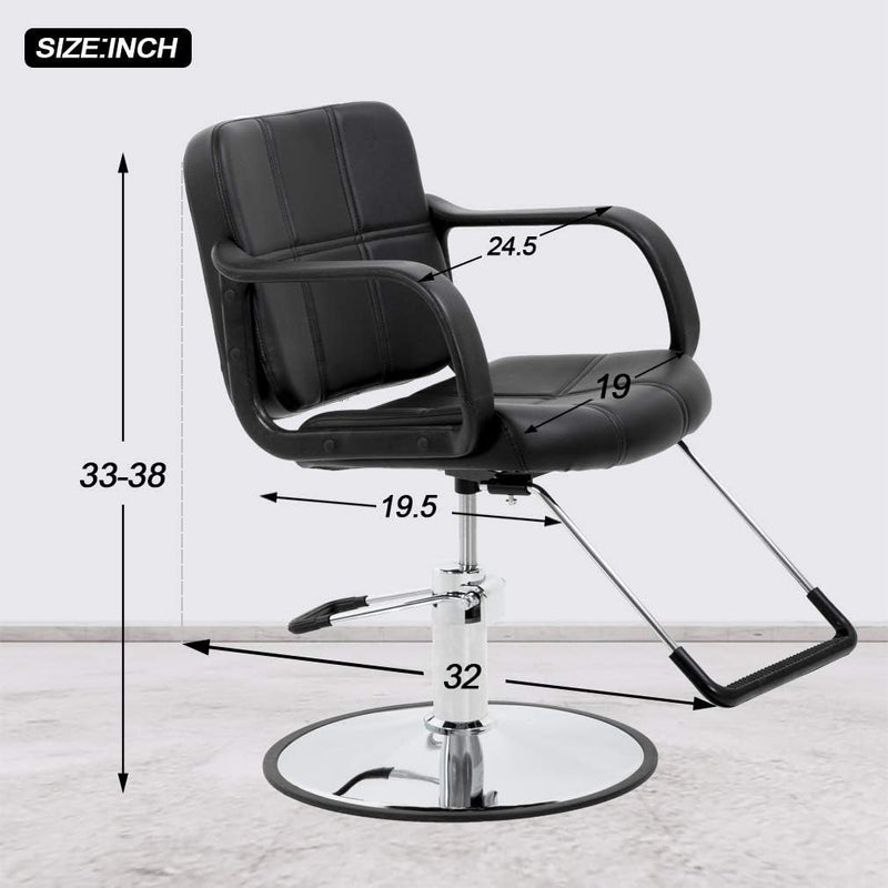 Salon Chair Hair Styling Chair with Swivel Hydraulic Pump for Barber Salon Equipment (Black)