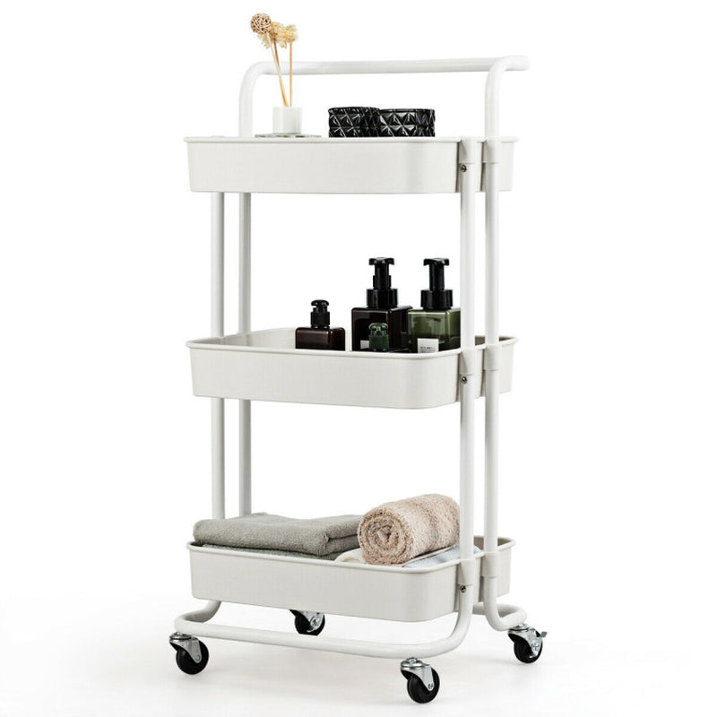 3 Tier Metal Utility Studio Cart (White)