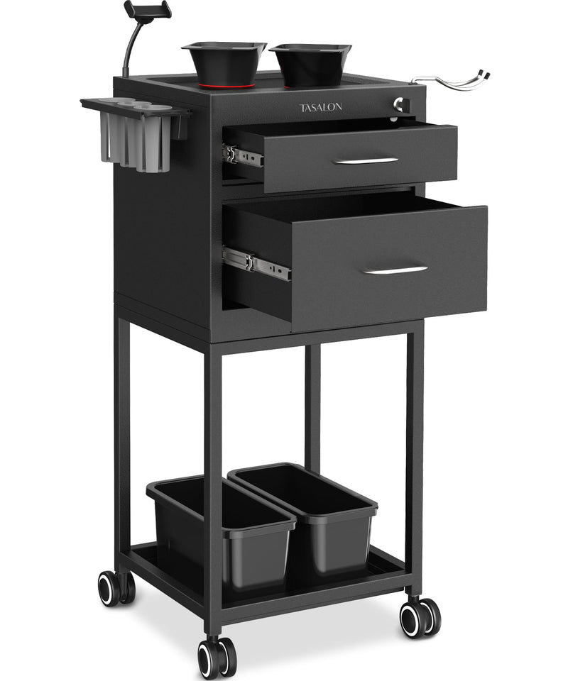 Rolling Stylist Cart with Magnetic Bowls