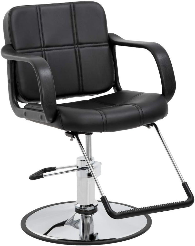 Salon Chair Hair Styling Chair with Swivel Hydraulic Pump for Barber Salon Equipment (Black)