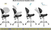 Saddle Stool with Back Support: Rolling Saddle Chair with Wheels
