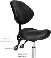 Saddle Stool with Back Support: Rolling Saddle Chair with Wheels