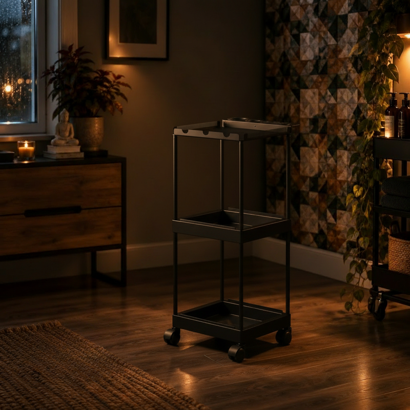 Rolling Utility Salon Cart w/ 3 Tier Storage