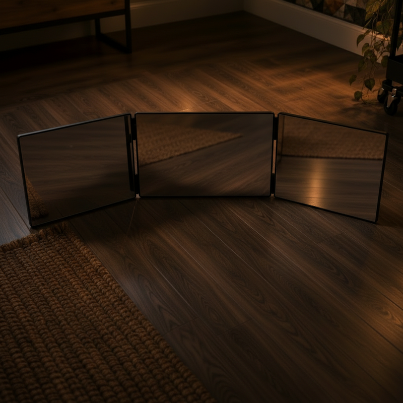 Tri-Fold Mirror for Self Parting & Braiding (Charcoal)