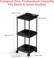 Rolling Utility Salon Cart w/ 3 Tier Storage 