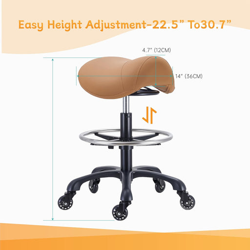 Saddle Stool w/ Footrest (Brown)