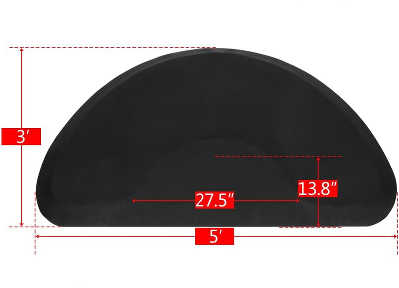 Anti Fatigue Hair Salon Mat - 3' x 5' x 1/2''  Semi-Circle