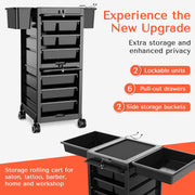 Lockable Salon Trolley Cart - Drawers & Bucket Storage