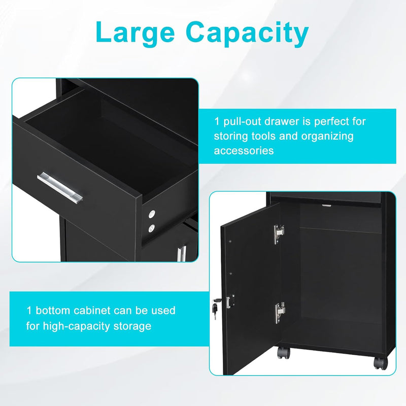 Salon Trolley Cart - Tool Holders & Drawer Storage