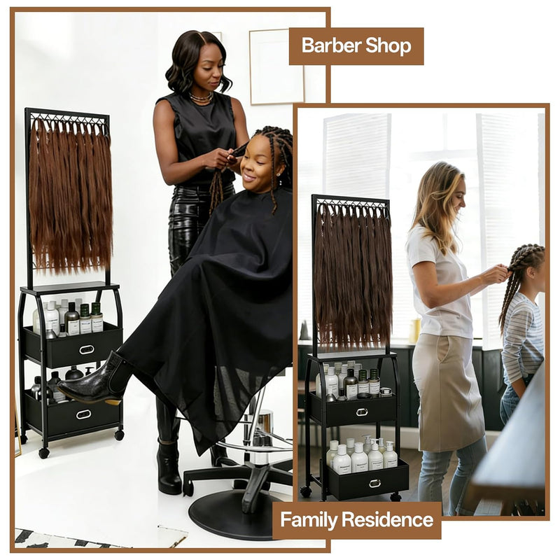 Braiding Hair Rack w/ Wheels & Storage - 2 Sided & 286 Pegs  