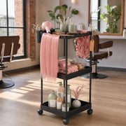Rolling Utility Salon Cart w/ 3 Tier Storage 