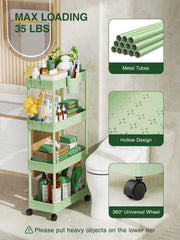 Slim 4 Tier Metal Utility Studio Cart (Green)