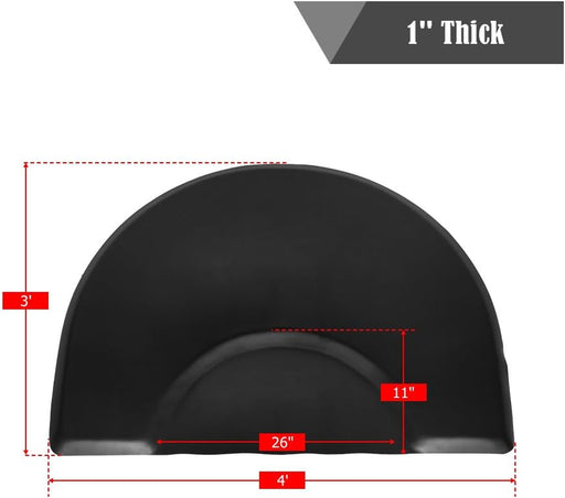 Anti Fatigue Hair Salon Mat - Extra Cushion - 4' x 4' x 1'' Semi Circle 