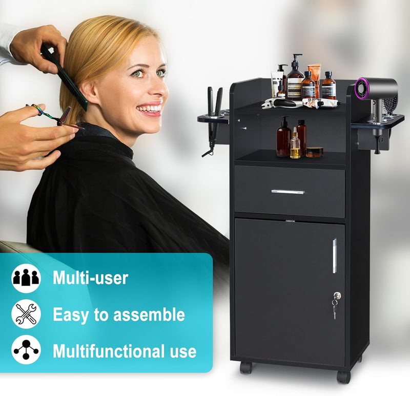 Salon Trolley Cart - Tool Holders & Drawer Storage