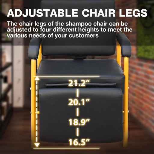 Reclining Shampoo Chair w/ Footrest (Gold)