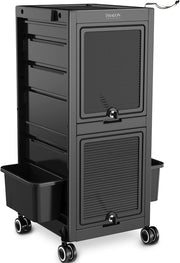 Lockable Salon Trolley Cart - Drawers & Bucket Storage