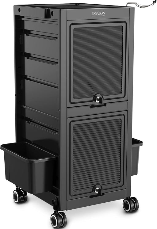 Lockable Salon Trolley Cart - Drawers & Bucket Storage