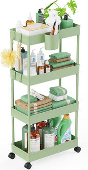 Slim 4 Tier Metal Utility Studio Cart (Green)