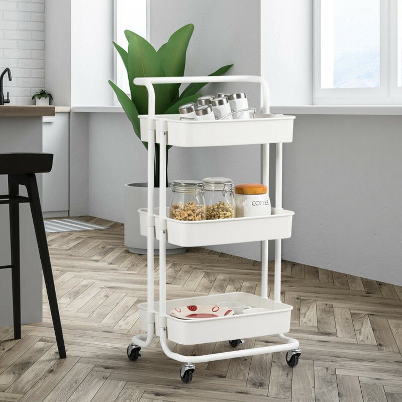 3 Tier Metal Utility Studio Cart (White)