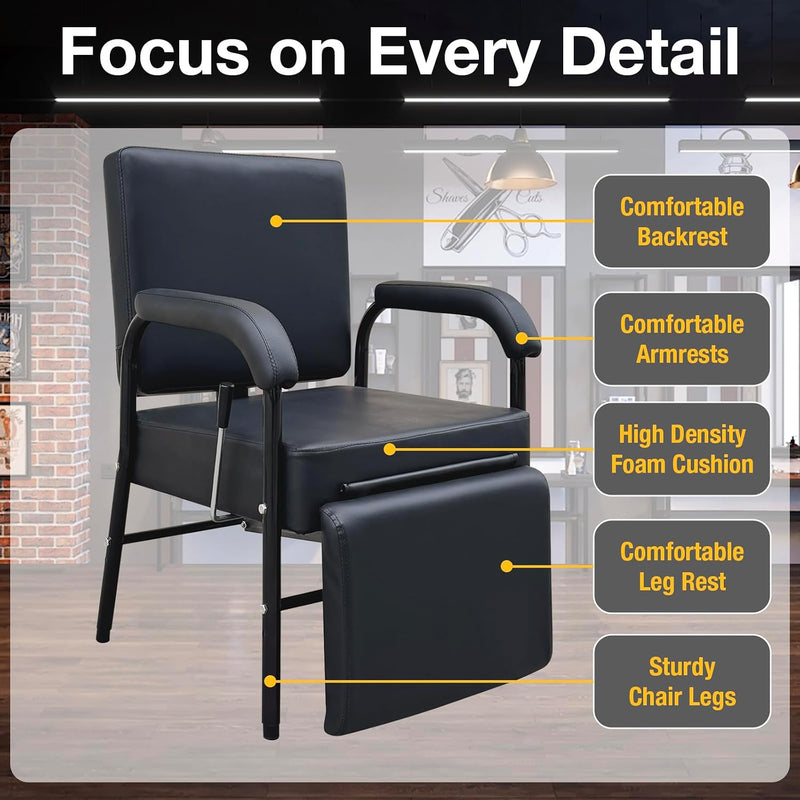Reclining Shampoo Chair w/ Footrest (Black) 