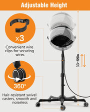 Hooded Dryer - 1875W Professional Ionic Hair Dryer 