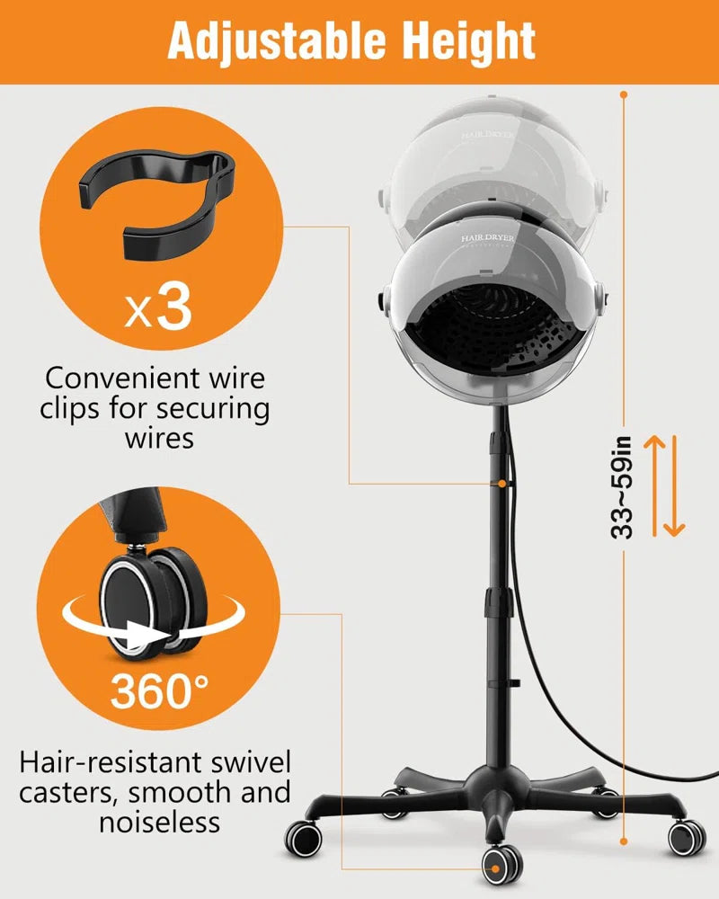 Hooded Dryer - 1875W Professional Ionic Hair Dryer 