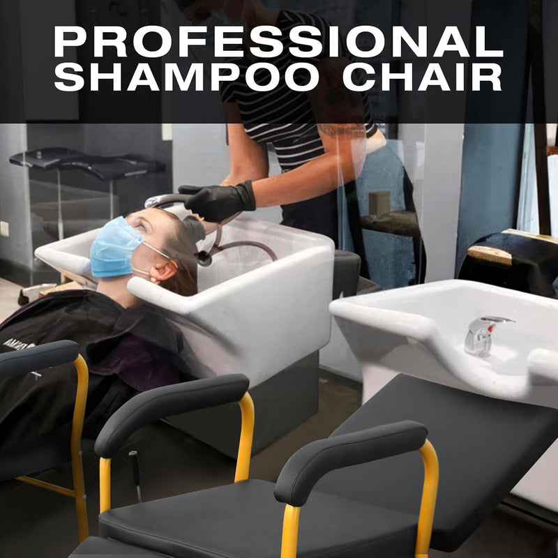Reclining Shampoo Chair w/ Footrest (Gold)