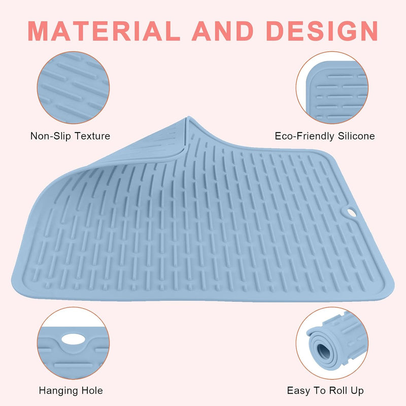 Heat Resistant Silicone Mat - 14" x 11" - Sky Blue 