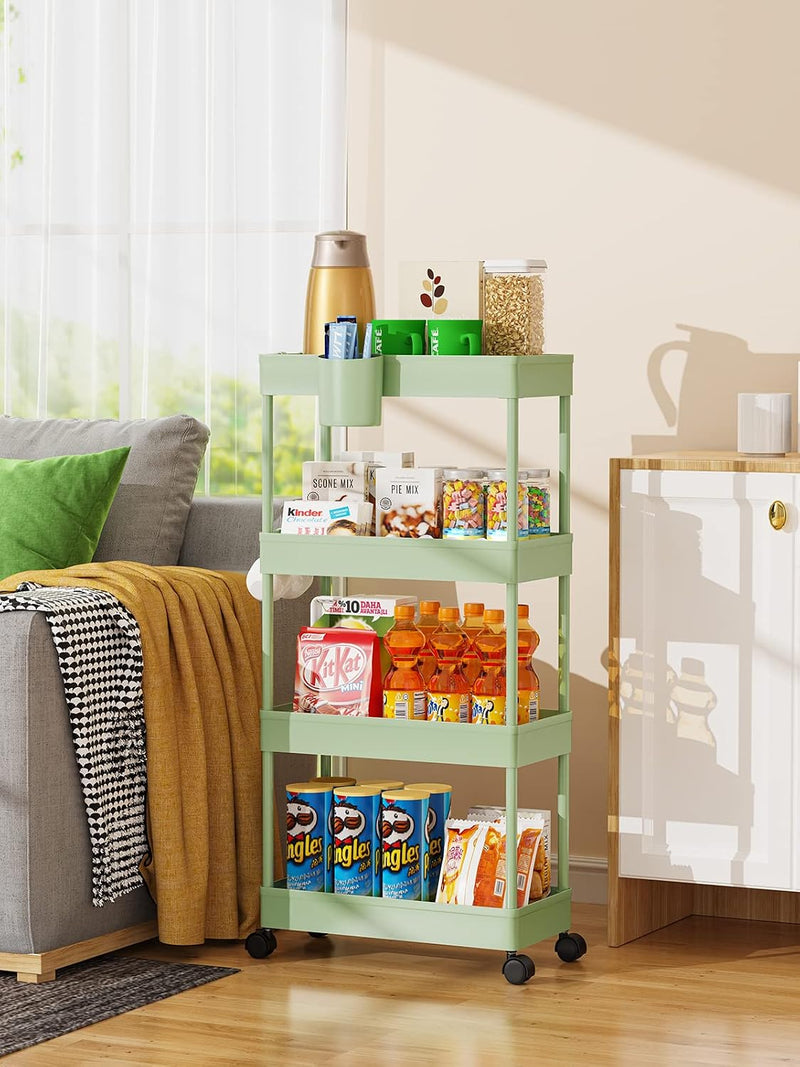 Slim 4 Tier Metal Utility Studio Cart (Green)